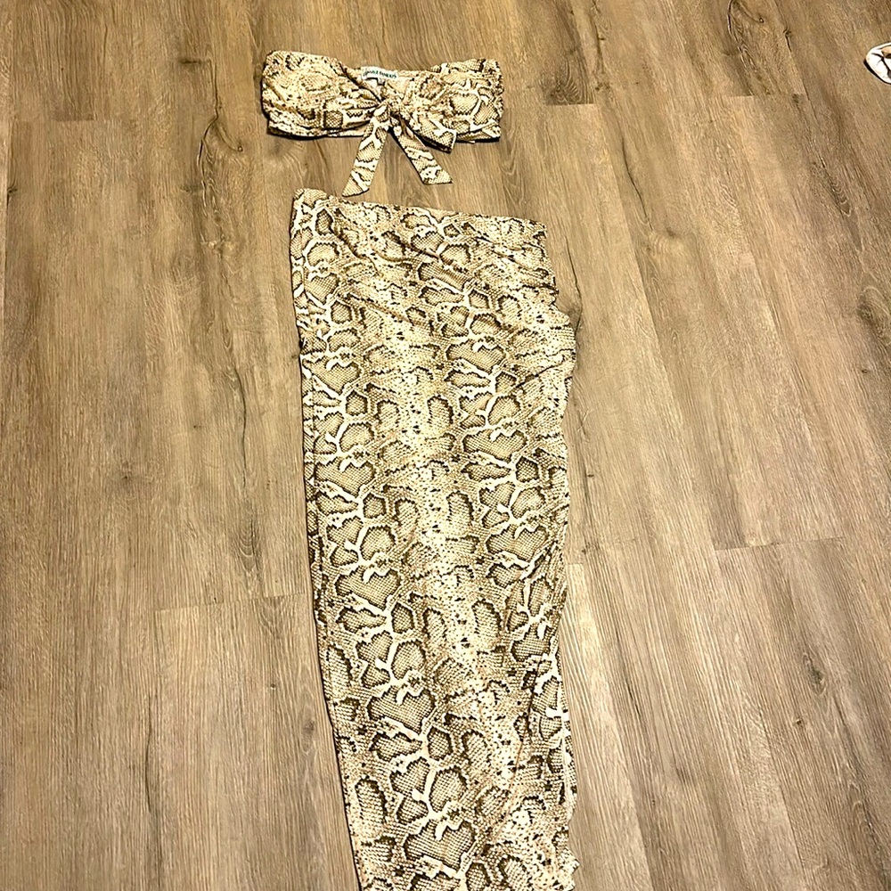 2 piece leopard print side split skirt set brand new sz XL